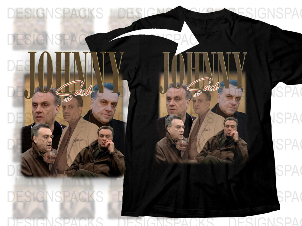 Johnny Sack Graphic T-Shirt, Vintage Mobster Character Design, Classic TV Show Inspired Tee, Unique Men's Fashion, Black Cotton Shirt