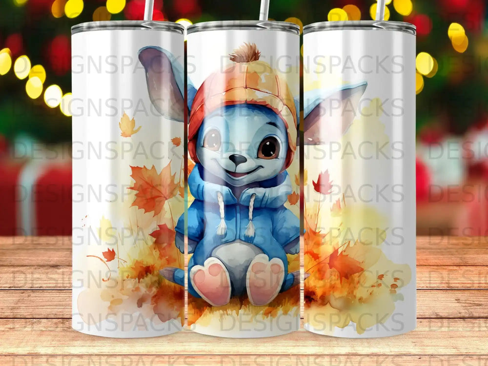 Cute cartoon bunny wearing a blue hoodie with ears sticking out.