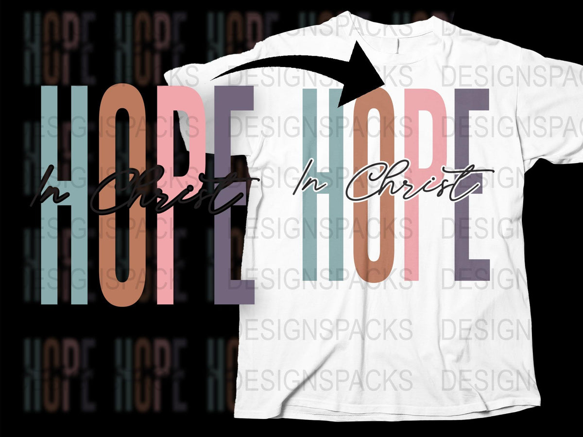 Christian T-Shirt Hope in Christ Faith Graphic Tee Inspirational Typography Unisex Top