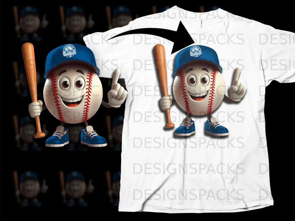 Baseball Character Holding Bat T-Shirt