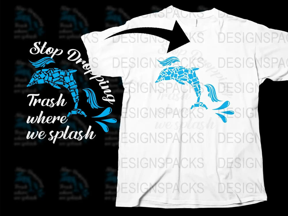 Ocean Conservation T-Shirt - Stop Using Trash Where We Splash Graphic Tee