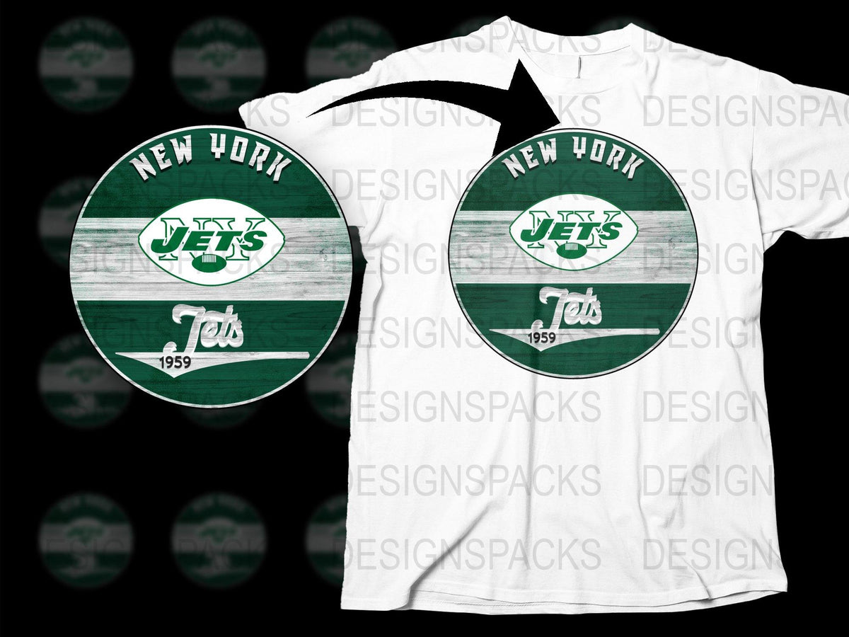 Vintage New York Jets T-Shirt, Classic Green and White Logo, NFL Fan Apparel, 1959 Graphic Tee