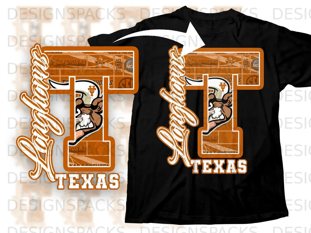 Longhorns Texas Bull Retro Logo Graphic T-Shirt