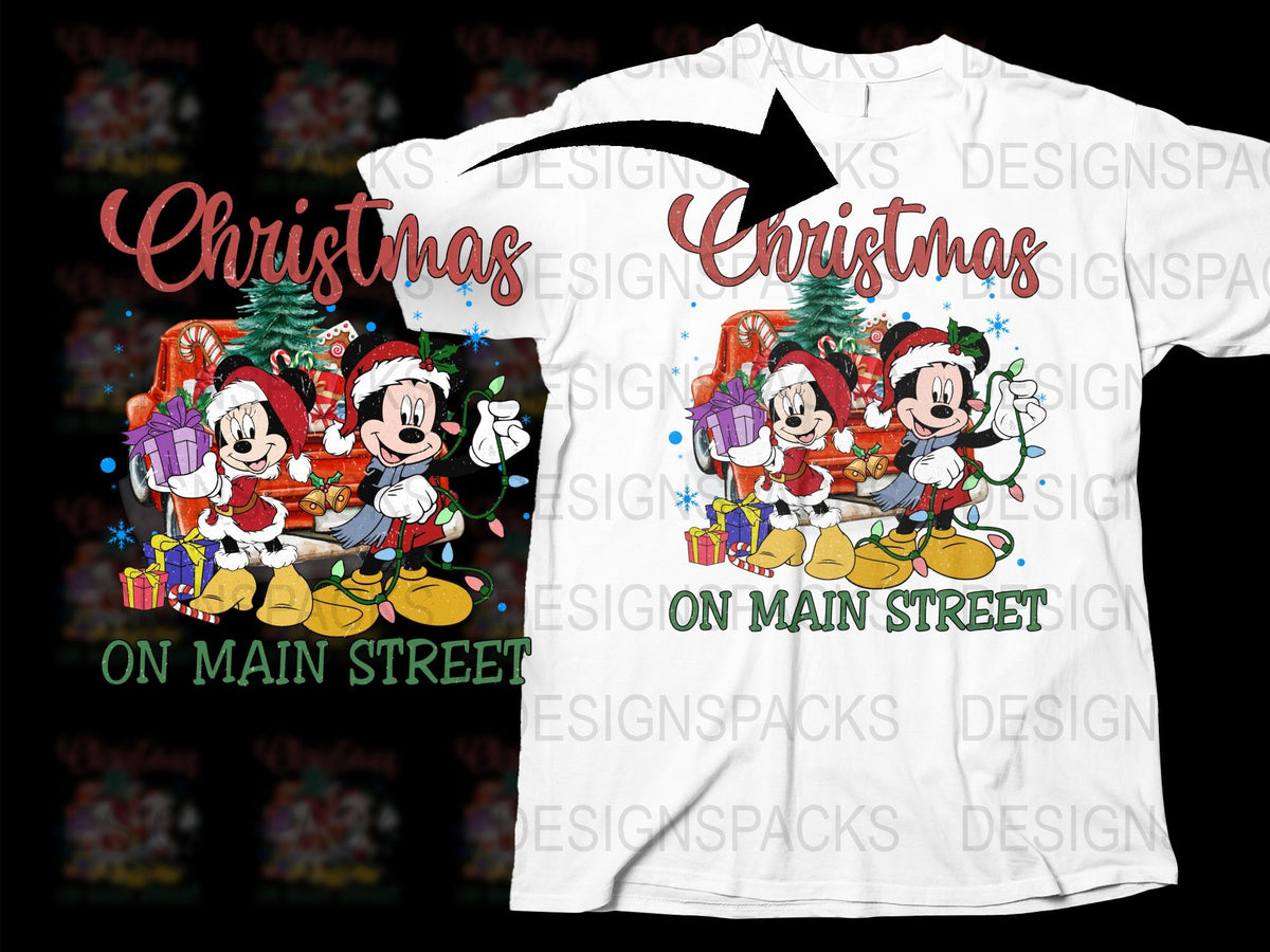 Christmas Mickey Minnie T-Shirt, Festive Holiday Cartoon Graphic Tee, Family Matching Winter Apparel, Cotton Shirt, Unisex Fit
