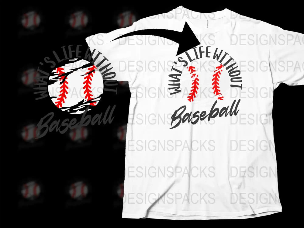 Men's Baseball T-Shirt, White Graphic Tee, Life Without Baseball Quote, Sports Apparel