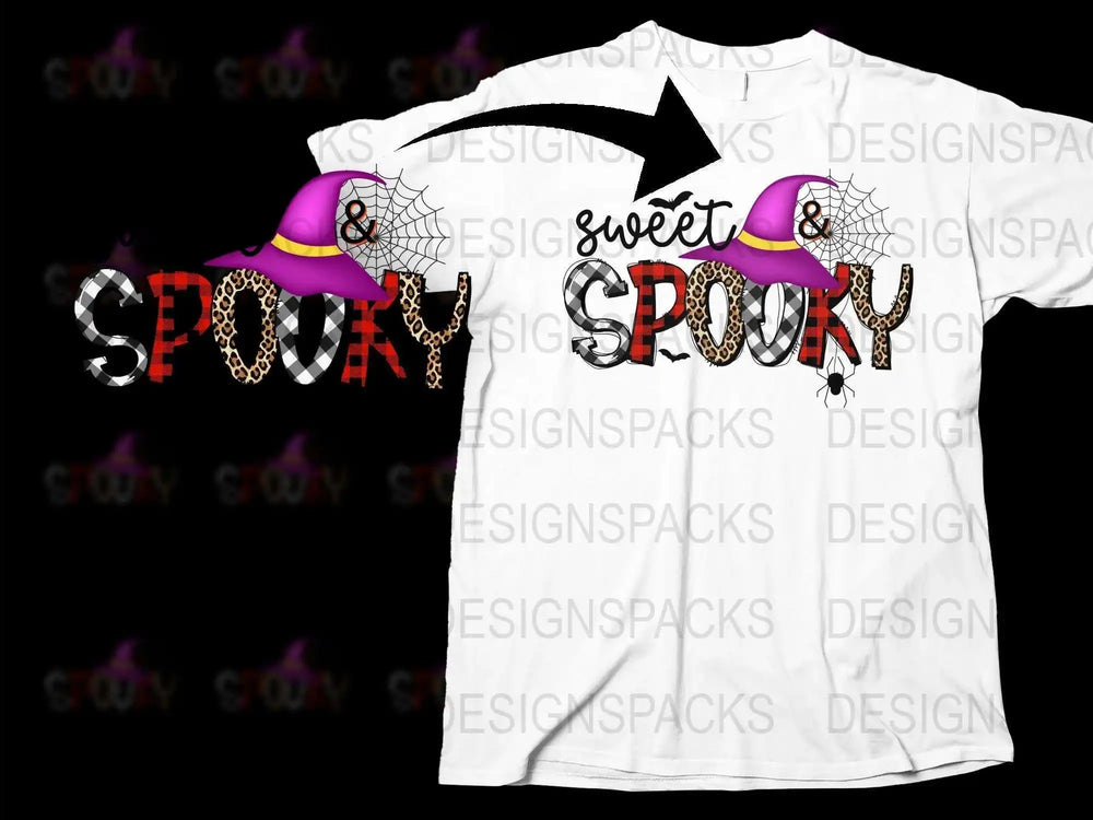 Halloween Sweet and Spooky T-Shirt, Colorful Candy Graphic Tee, Fun October Apparel
