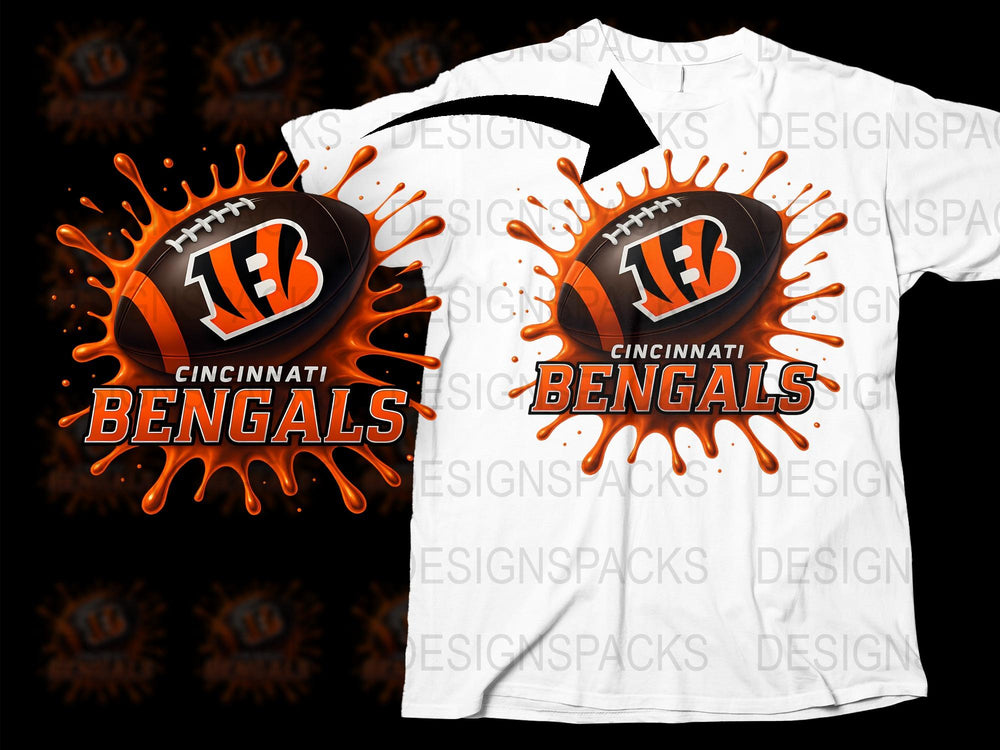 Cincinnati Bengals T-Shirt, Football Graphic Tee, NFL Team Apparel, Sports Fan Gift Idea, Vibrant Orange Design