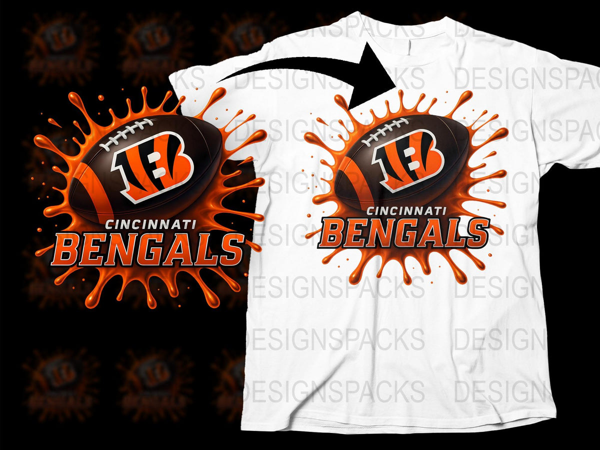 Cincinnati Bengals T-Shirt, Football Graphic Tee, NFL Team Apparel, Sports Fan Gift Idea, Vibrant Orange Design