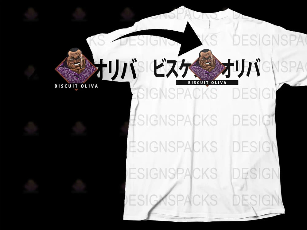 Biscuit Oliva Anime Graphic T-Shirt, Manga Inspired White Tee, Unique Character Design Cotton Shirt