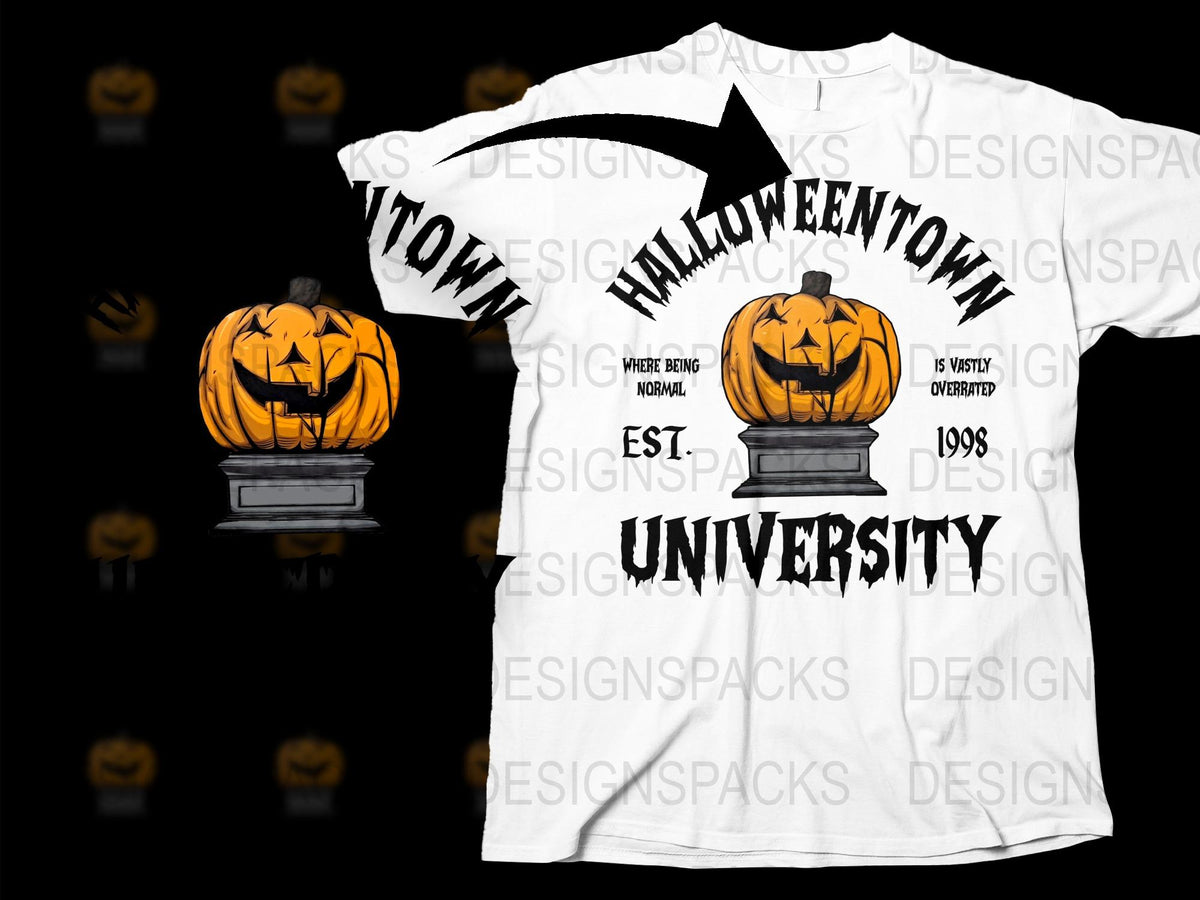 Halloween Town University T-Shirt, Pumpkin Graphic Tee, Spooky Fall Apparel, Unique Holiday Clothing Gift Idea