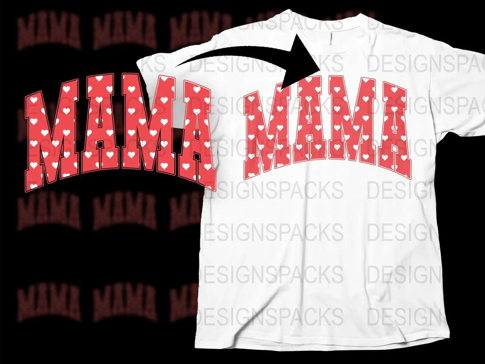 Mama Graphic T-Shirt, Red White Bold Print, Casual Mother's Day Gift, Women's Fashion Top
