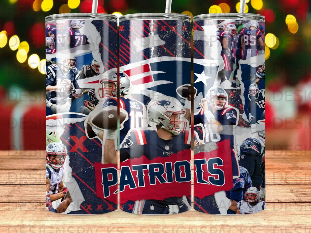 Collage of New England Patriots players and logo with distressed texture.