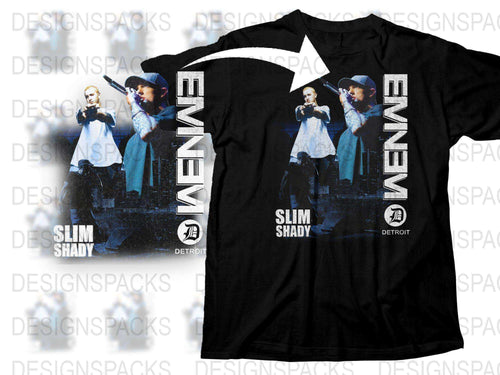 Eminem Slim Shady Detroit T-Shirt, Vintage Inspired Rap Tee, 90s Hip-Hop Fashion, Artist Merchandise, Unisex Black Shirt