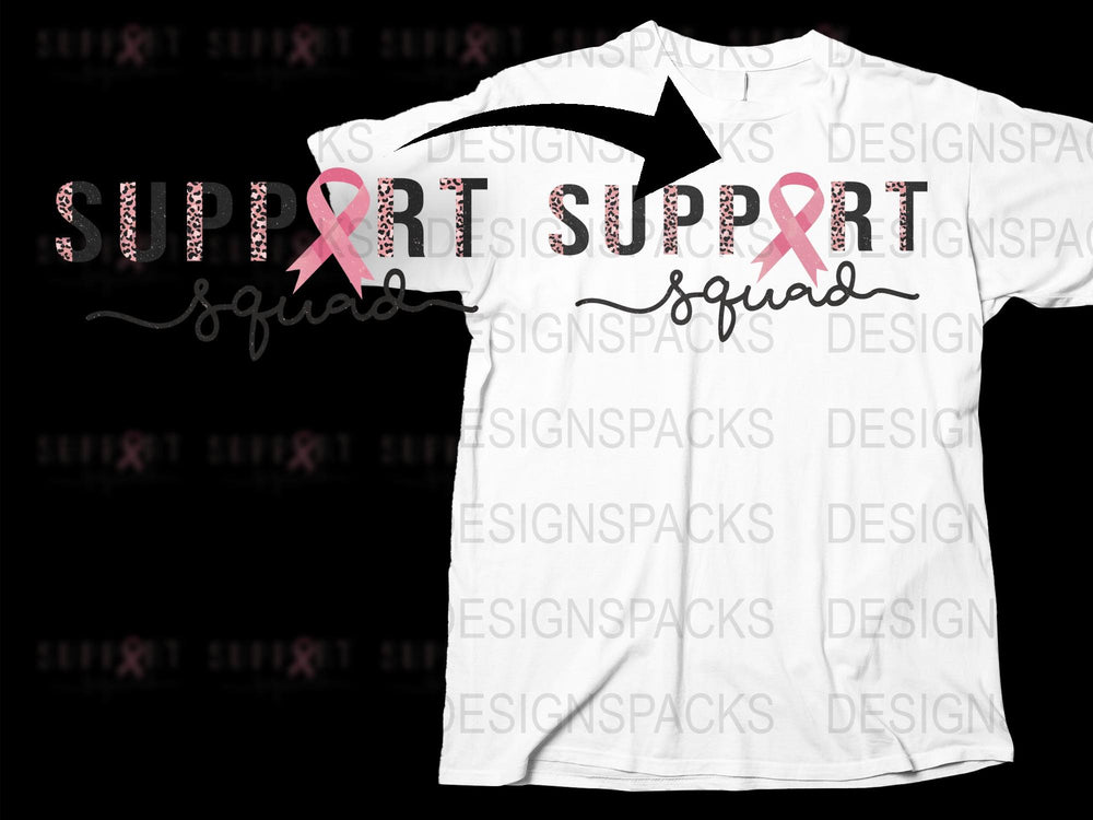 Breast Cancer Awareness Support Squad T-Shirt, Pink Ribbon, Cancer Support, Inspirational Breast Cancer Survivor Tee