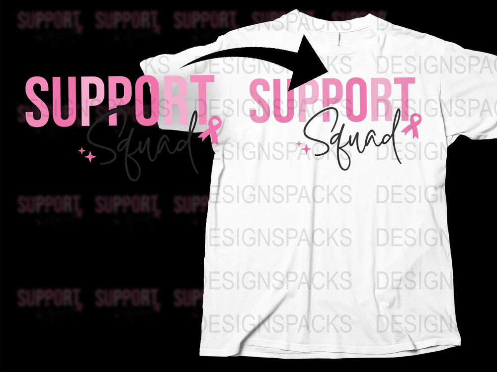 Breast Cancer Awareness Support Squad T-Shirt, Pink Ribbon Graphic Tee, Unisex Styling