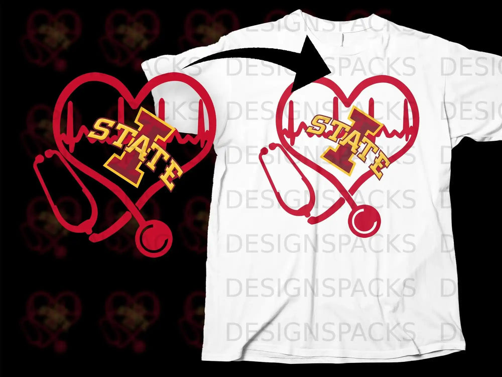 Iowa State Heartbeat Design Graphic T-Shirt