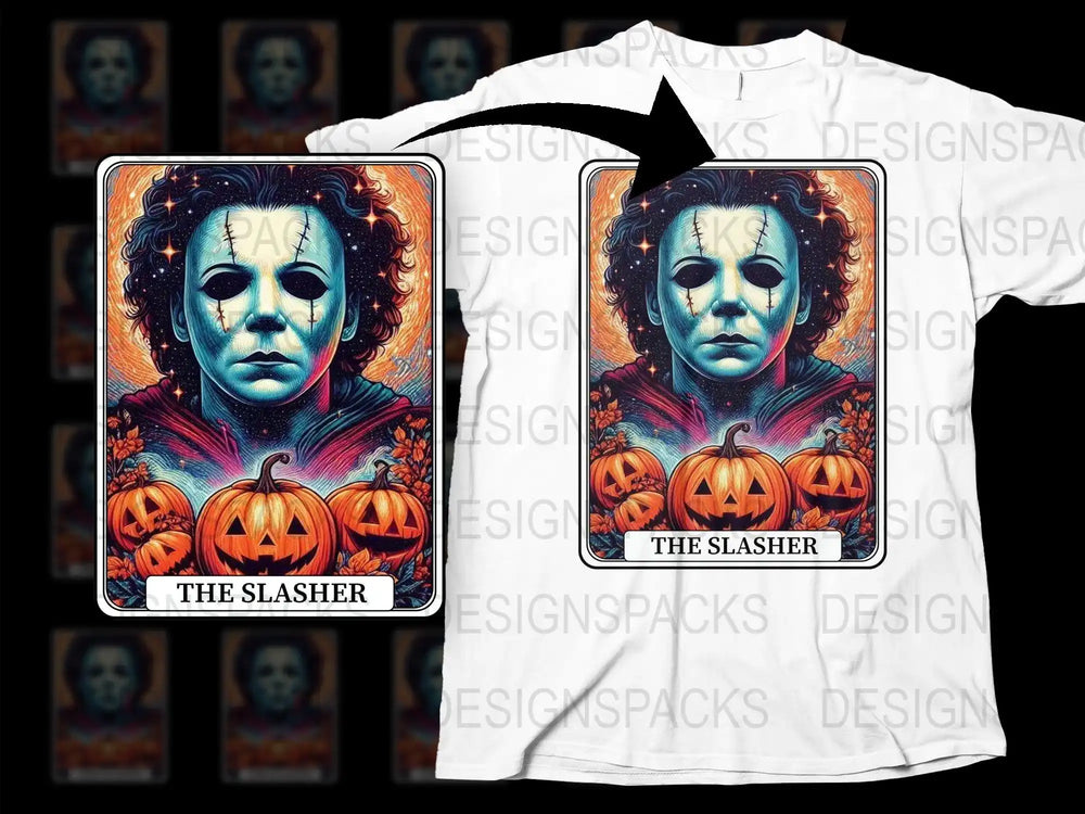 The Slasher Halloween T-Shirt, Scary Movie Character Tee, Pumpkin Horror Graphic Shirt, Unisex Adult Clothing