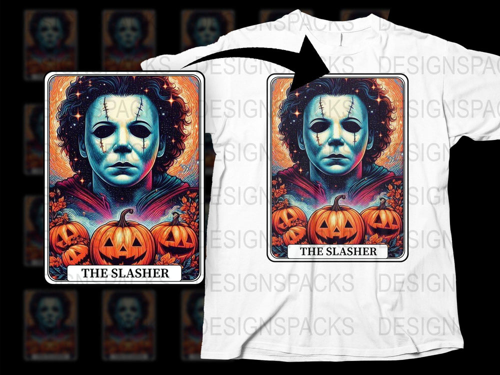 The Slasher Halloween T-Shirt, Scary Movie Character Tee, Pumpkin Horror Graphic Shirt, Unisex Adult Clothing