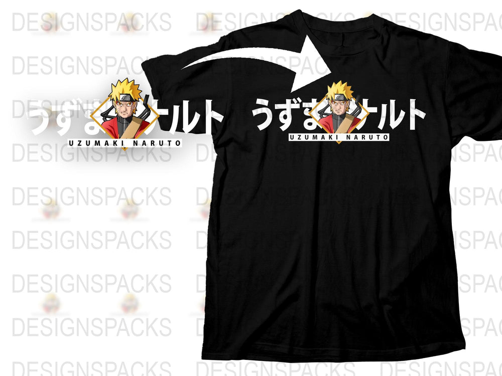 Naruto Uzumaki Anime T-Shirt, Japanese Manga Graphic Tee, Black Cotton Shirt, Casual Cool Otaku Apparel