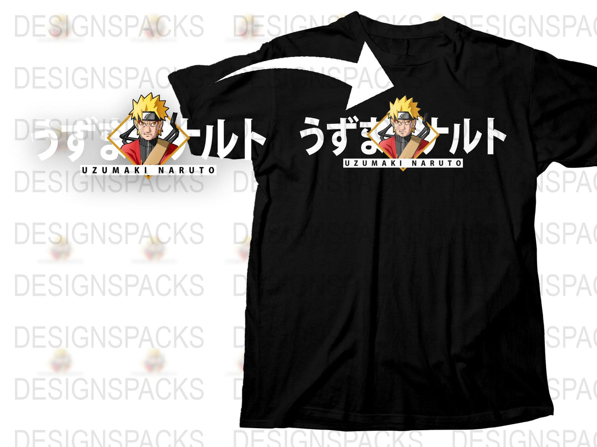 Naruto Uzumaki Anime T-Shirt, Japanese Manga Graphic Tee, Black Cotton Shirt, Casual Cool Otaku Apparel