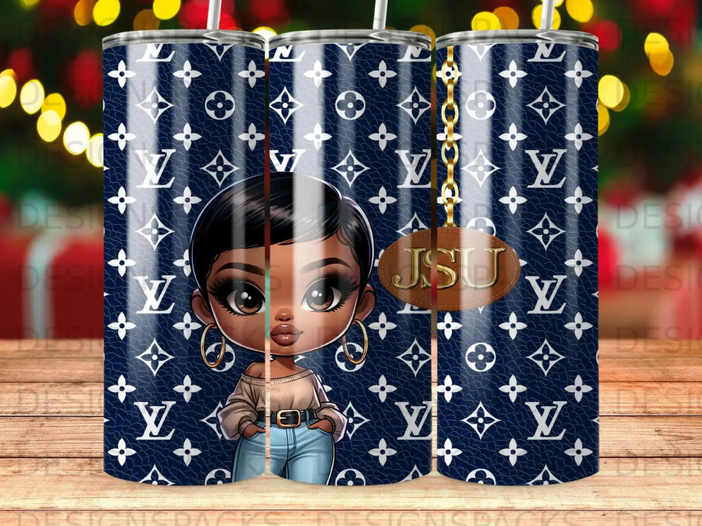 Dark Blue LV Monogram JSU Chibi Girl Tumbler product type
