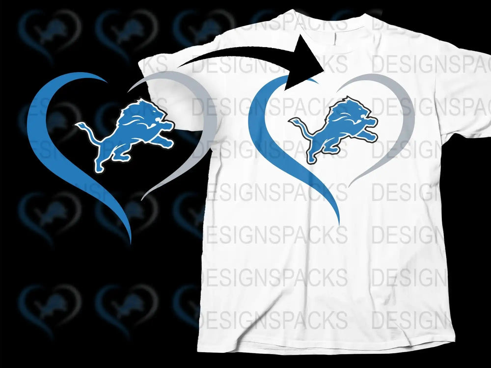 Detroit Lions Heartbeat T-Shirt, NFL Team Passion Graphic Tee, Football Fan Casual Wear, Stylish Sports Apparel