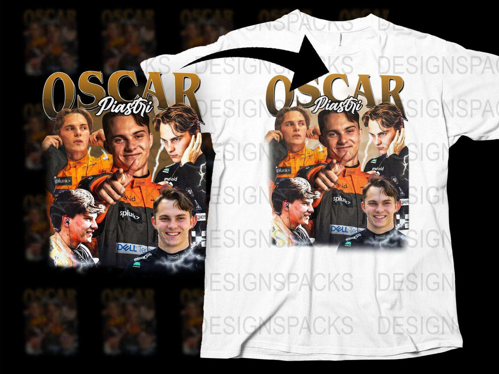 Oscar Piastri McLaren F1 Fan T-Shirt, Racing Driver Montage Graphic Tee, Motorsport Apparel, Gift for Racing Fans