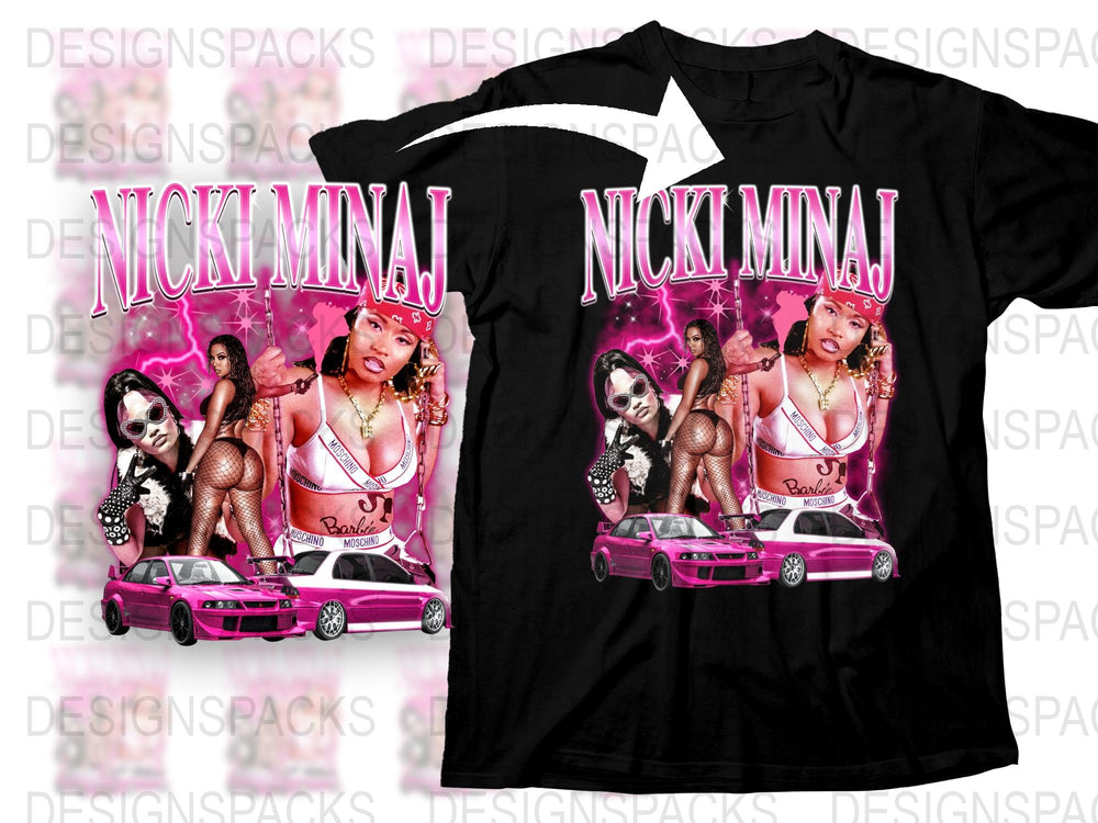 Nicki Minaj Graphic T-Shirt, Vintage Hip Hop Tee, Retro Music Fans Apparel, Unisex Black Cotton Shirt