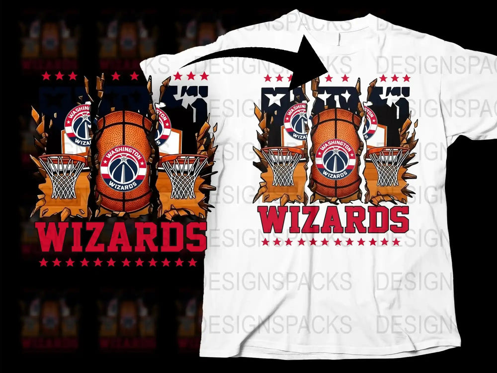Washington Wizards NBA Basketball Team Graphic T-Shirt, Unisex Sports Fan Apparel, White Cotton Tee