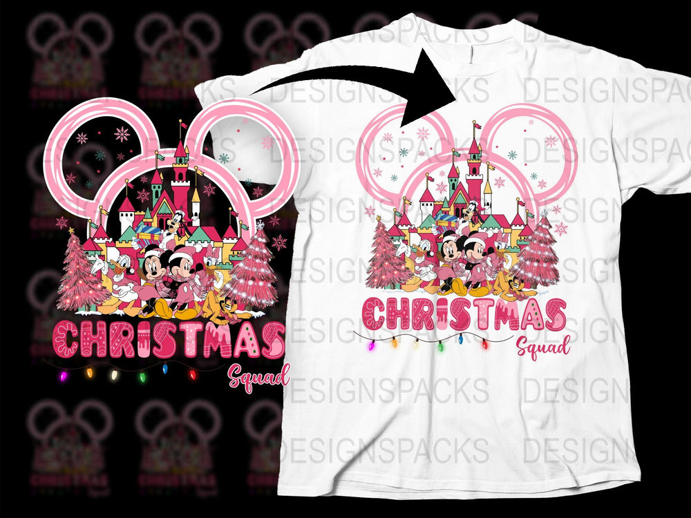 Disney Christmas Squad T-Shirt, Mickey Friends Holiday Tee, Family Matching Christmas Shirts, Festive Graphic Tops
