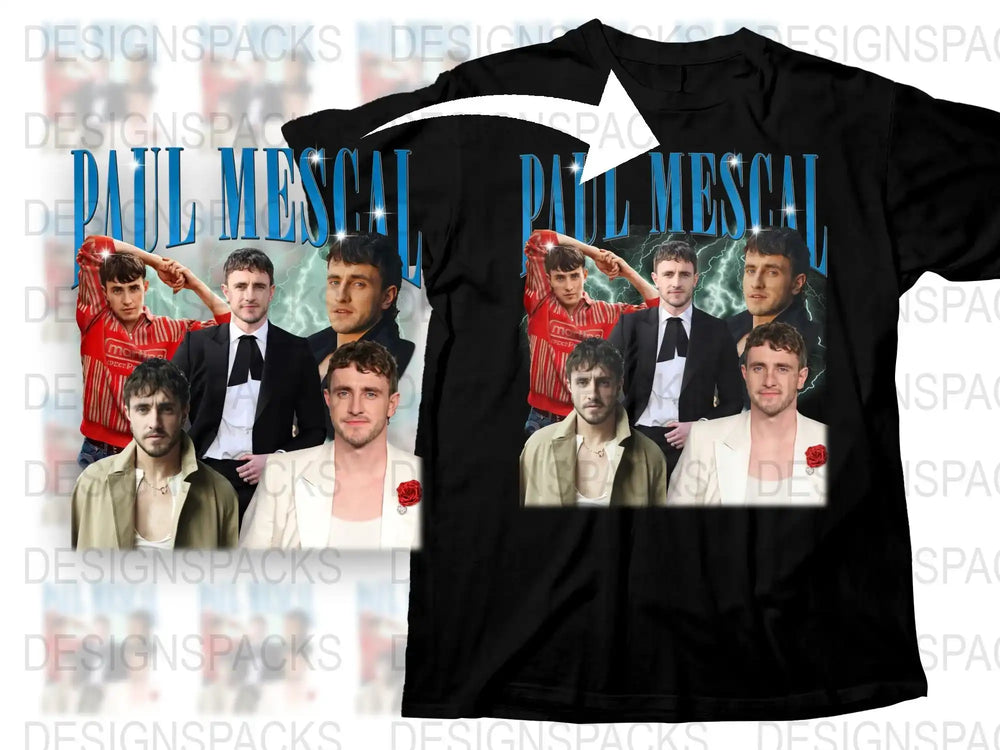 Celebrity Themed T-Shirt, Graphic Tee, Men's Fashion, Casual Wear, Multiple Poses, Black Shirt