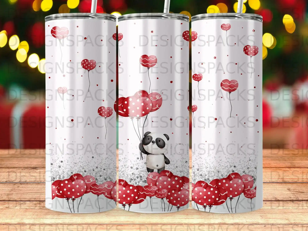 Panda Heart Balloons Glitter Tumbler product type