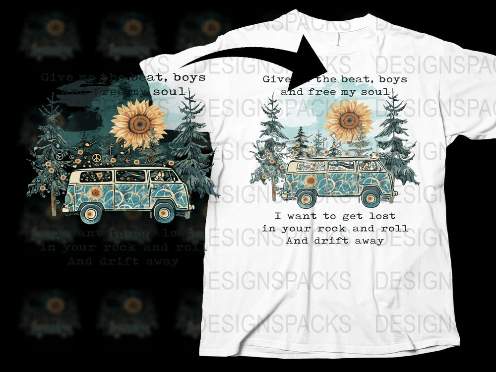 Bohemian Sunflower VW Bus T-Shirt, Vintage Hippie Van Tee, Floral Travel Shirt, Retro Summer Festival Top, Unisex Fashion Clothing