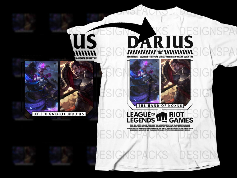 League of Legends Darius T-Shirt, Gaming Apparel, Hand of Noxus Graphic Tee, Riot Games Merchandise