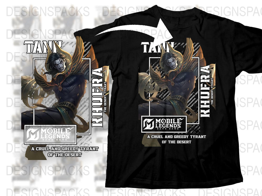 Mobile Legends T-Shirt, Khufra Graphic Tee, Gamer Apparel, Cool Video Game Clothing, Fantasy Character Shirt, Unisex Black T-Shirt