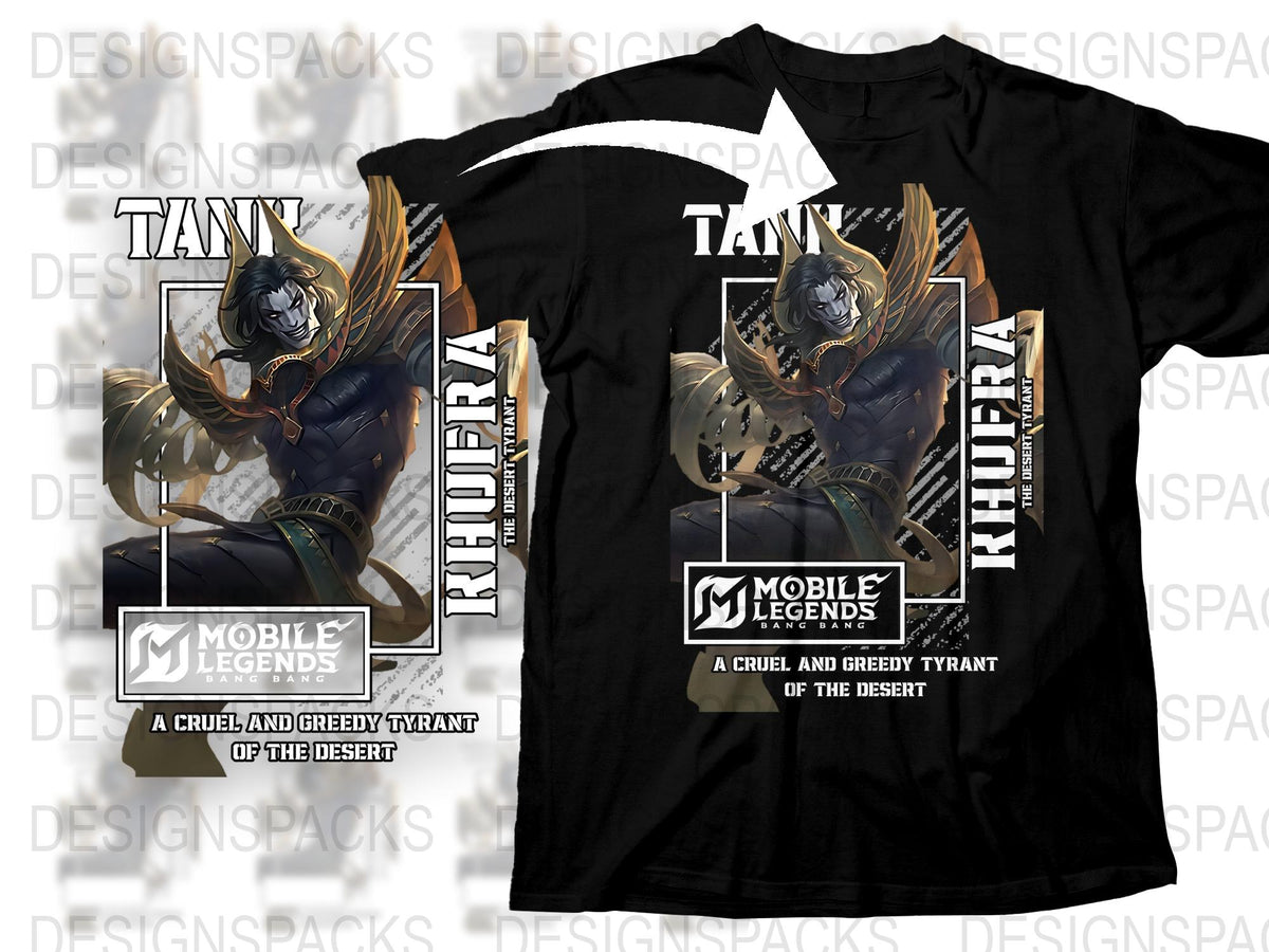 Mobile Legends T-Shirt, Khufra Graphic Tee, Gamer Apparel, Cool Video Game Clothing, Fantasy Character Shirt, Unisex Black T-Shirt
