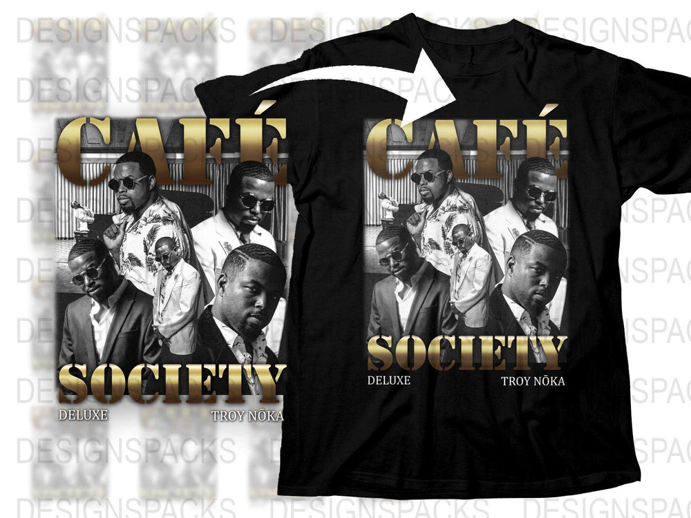Vintage Cafe Society Graphic T-Shirt, Retro Hip Hop Style, Deluxe Edition, Unisex Cotton Tee