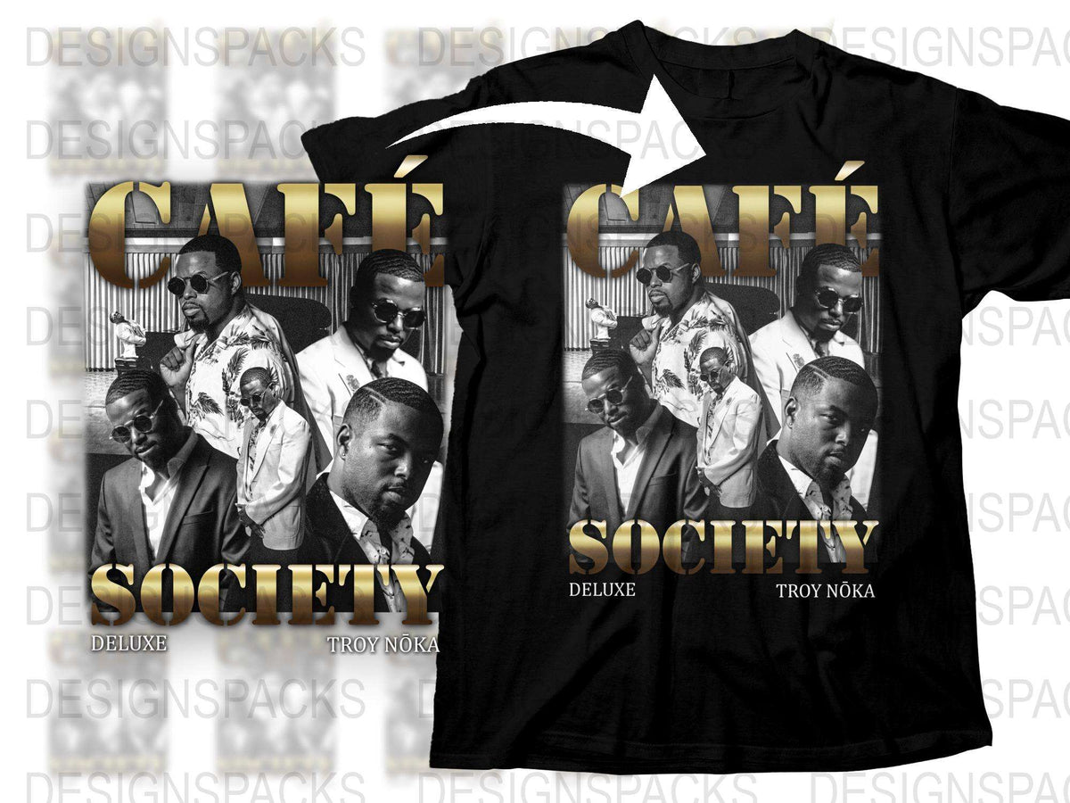 Vintage Cafe Society Graphic T-Shirt, Retro Hip Hop Style, Deluxe Edition, Unisex Cotton Tee