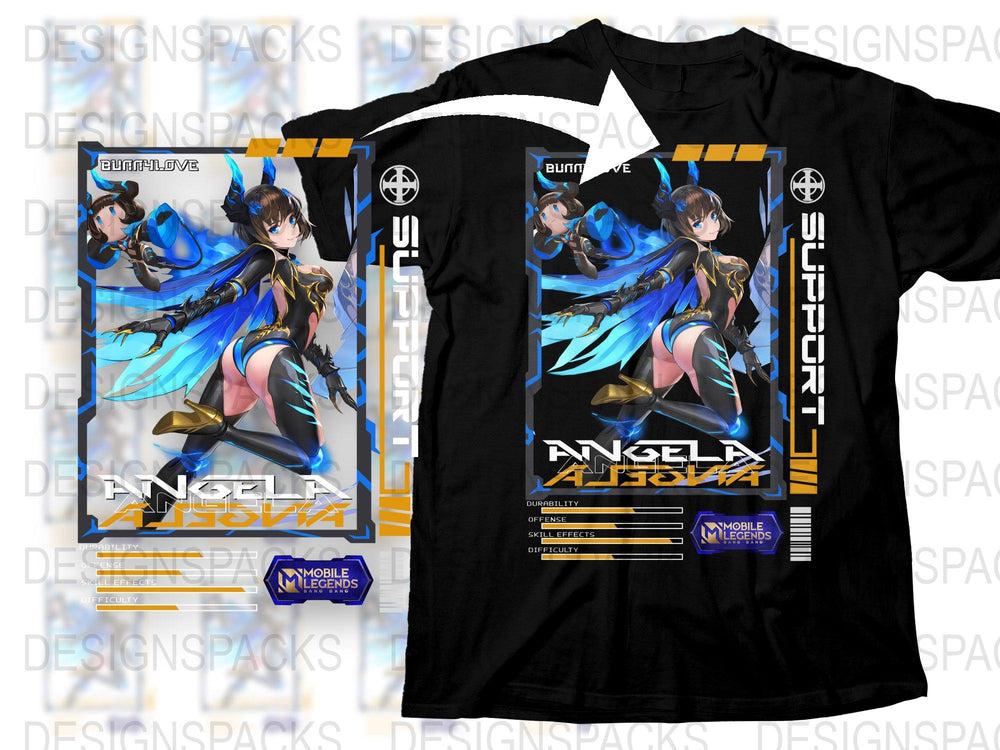 Angela Alstor Mobile Legends Anime Inspired Graphic T-Shirt, Gaming Merch, Unisex Black Tee