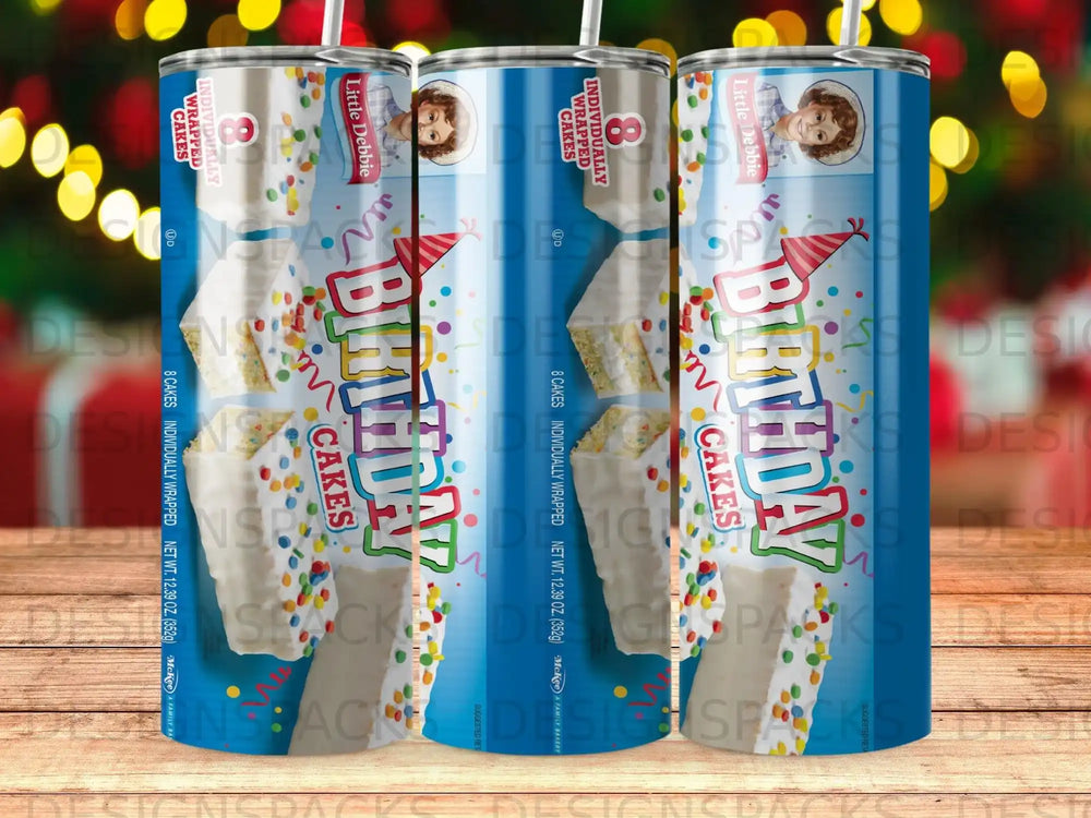 Little Debbie Birthday Cakes snack cakes product packaging with 8 individually wrapped cakes.