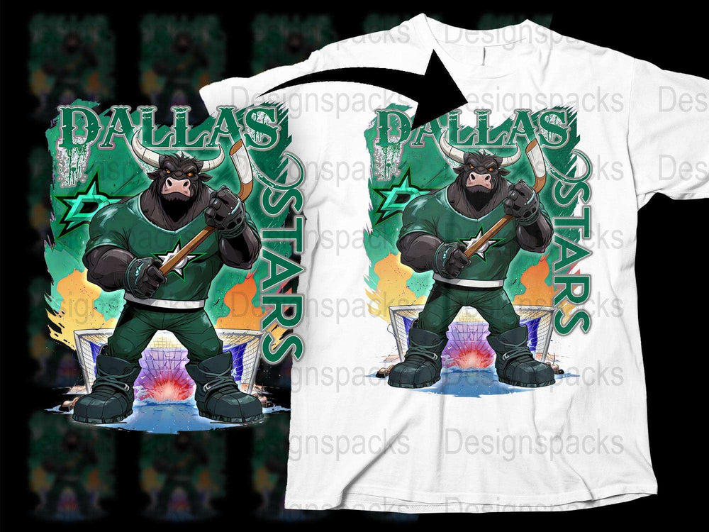 Dallas Stars Themed T-Shirt, Hockey Mascot Graphic Tee, Men's Sports Fan Apparel, Unique Team Support Shirt