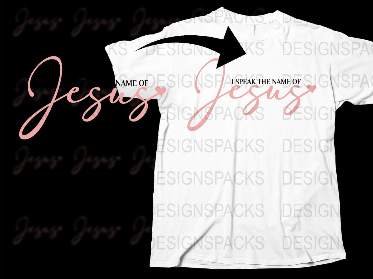 Christian T-Shirt 'I Speak the Name of Jesus' Inspirational Faith-Based Apparel White Tee