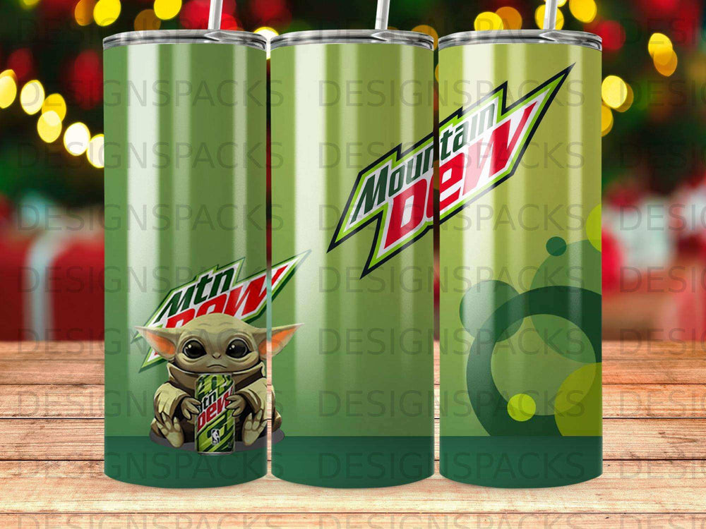 Mountain Dew tumbler featuring Grogu from Star Wars.