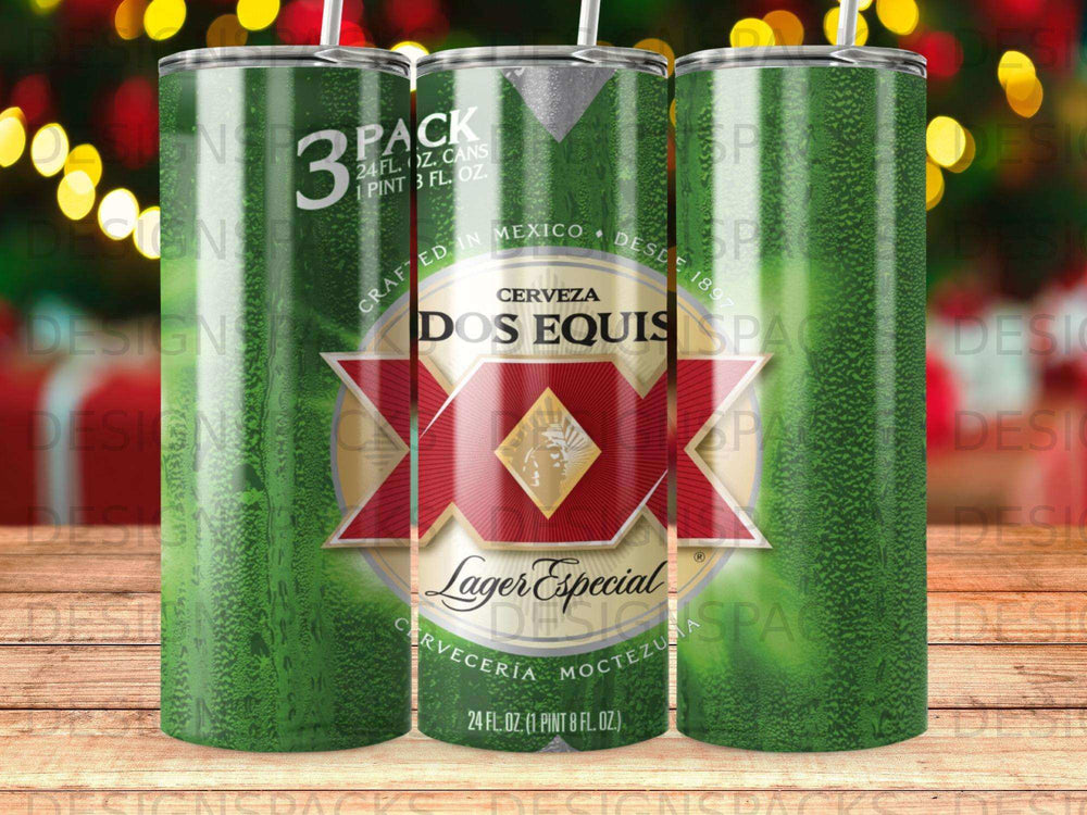 Dos Equis Lager Especial beer cans, 3-pack, 24 fl oz each.