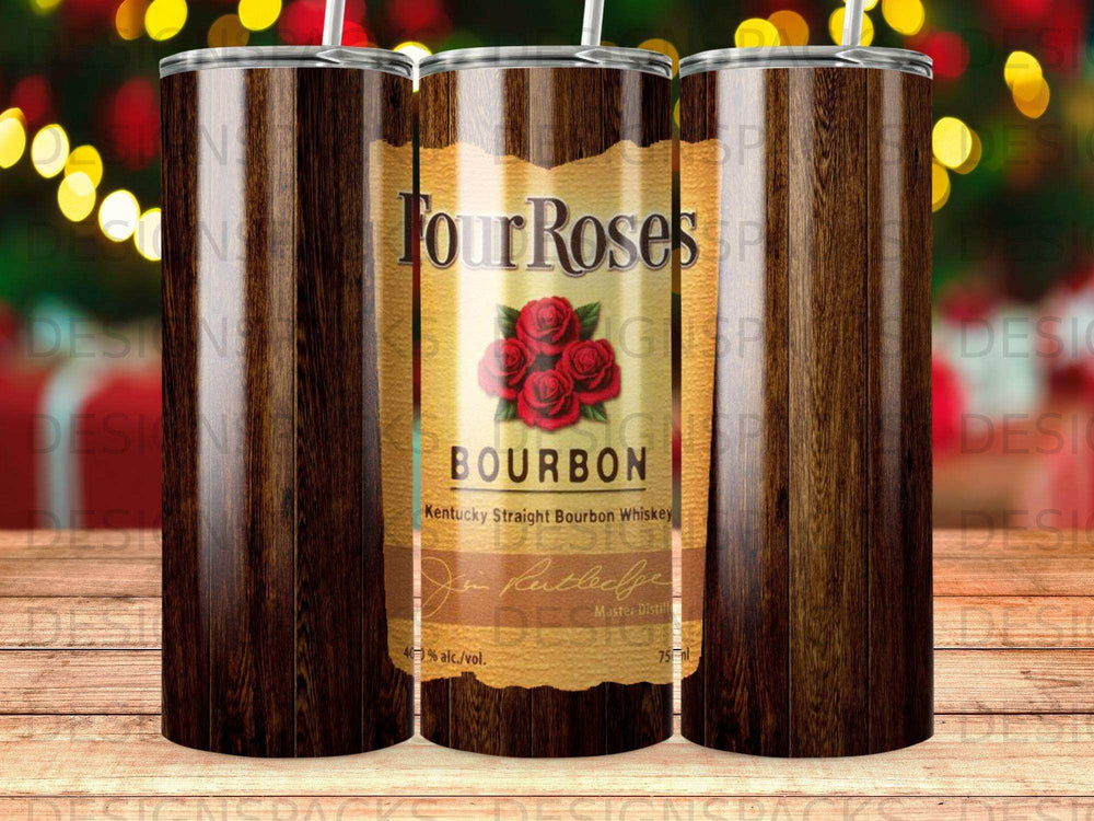 Four Roses Bourbon Kentucky Straight Whiskey label with roses.