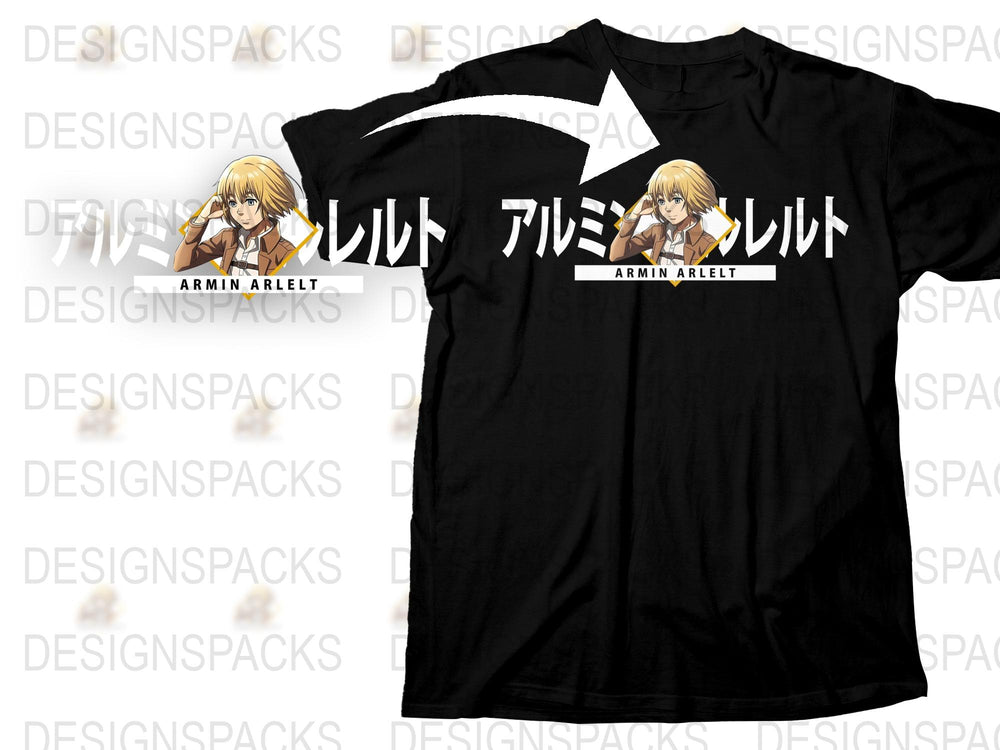 Attack on Titan Armin Arlert Graphic T-Shirt, Anime Cotton Tee, Unisex Black Shirt, Fan Apparel