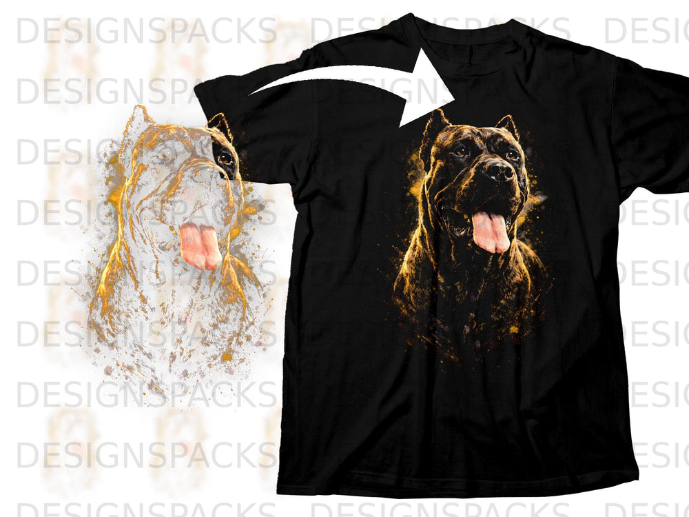 Black t-shirt with a distressed print of a Cane Corso dog's head.