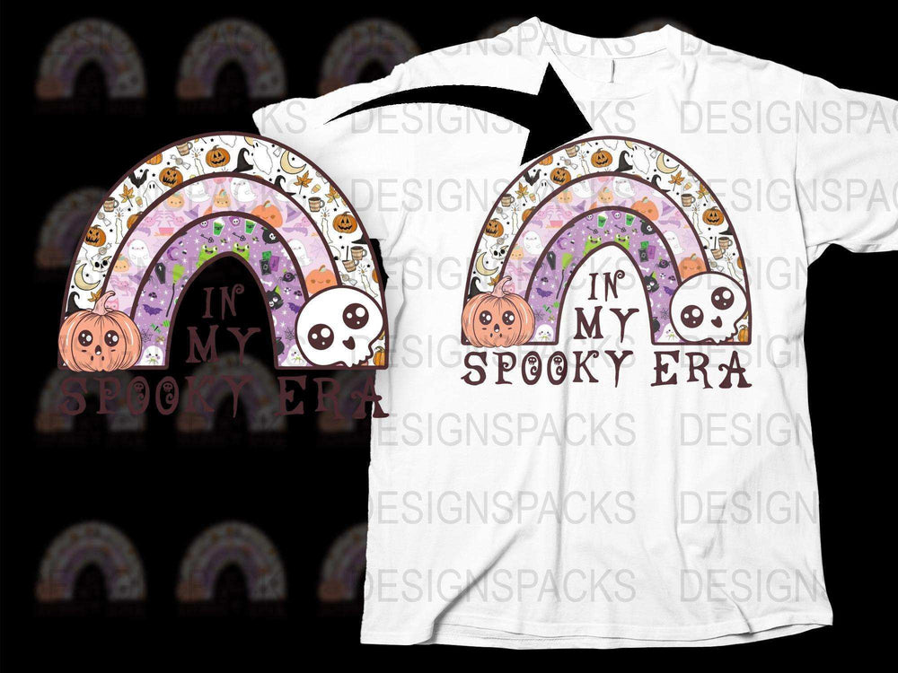 Spooky Era Halloween T-Shirt, Cute Ghost and Pumpkin Graphic Tee, Fun Autumn Festival Apparel