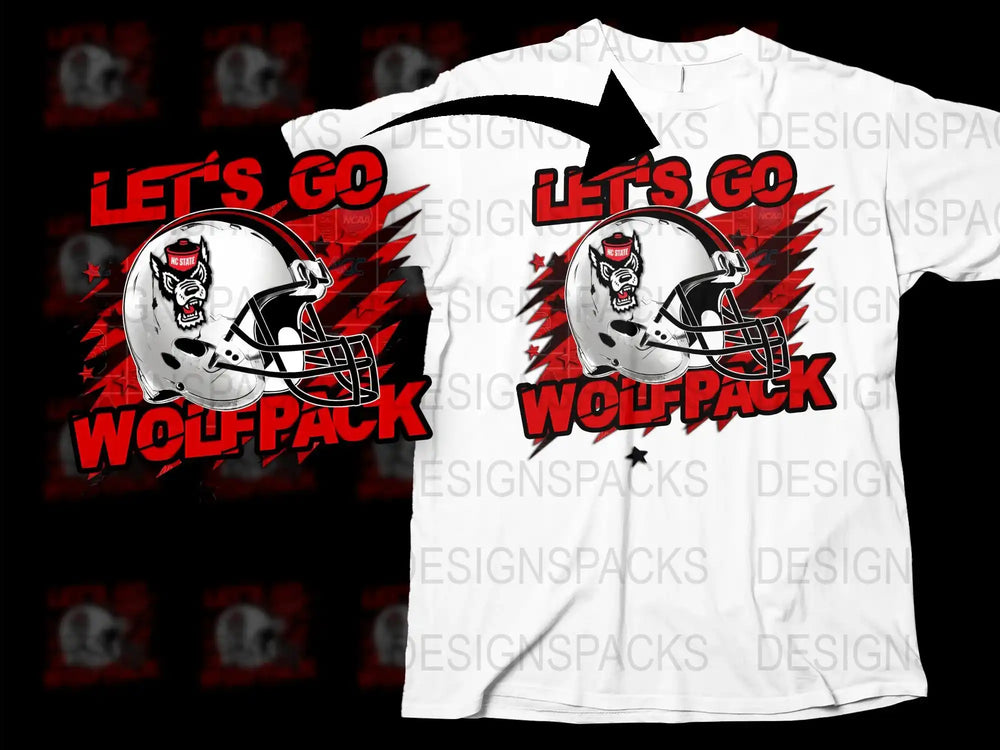Let's Go Wolfpack Football T-Shirt, Sports Graphic Tee, Red and White Athletic Apparel, Team Support Shirt