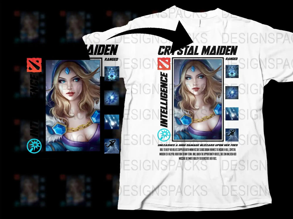 Crystal Maiden Dota 2 Inspired Graphic T-Shirt, Gaming Tee, Fantasy Art Shirt, Unique Gamer Gift, Cool Character Design Apparel